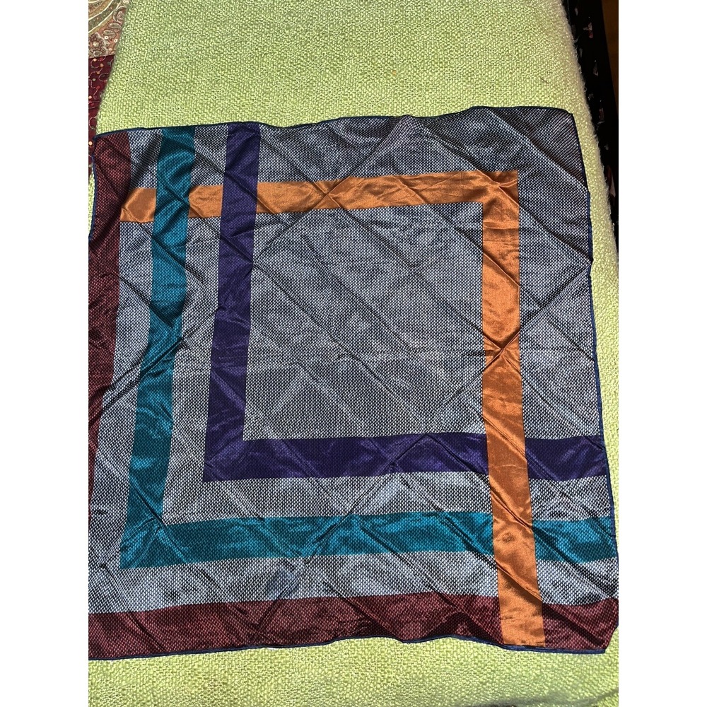 silk scarves lot of‎ 3 , 1 handrolled scarf , ocean , geometric , floral - Picture 3 of 15